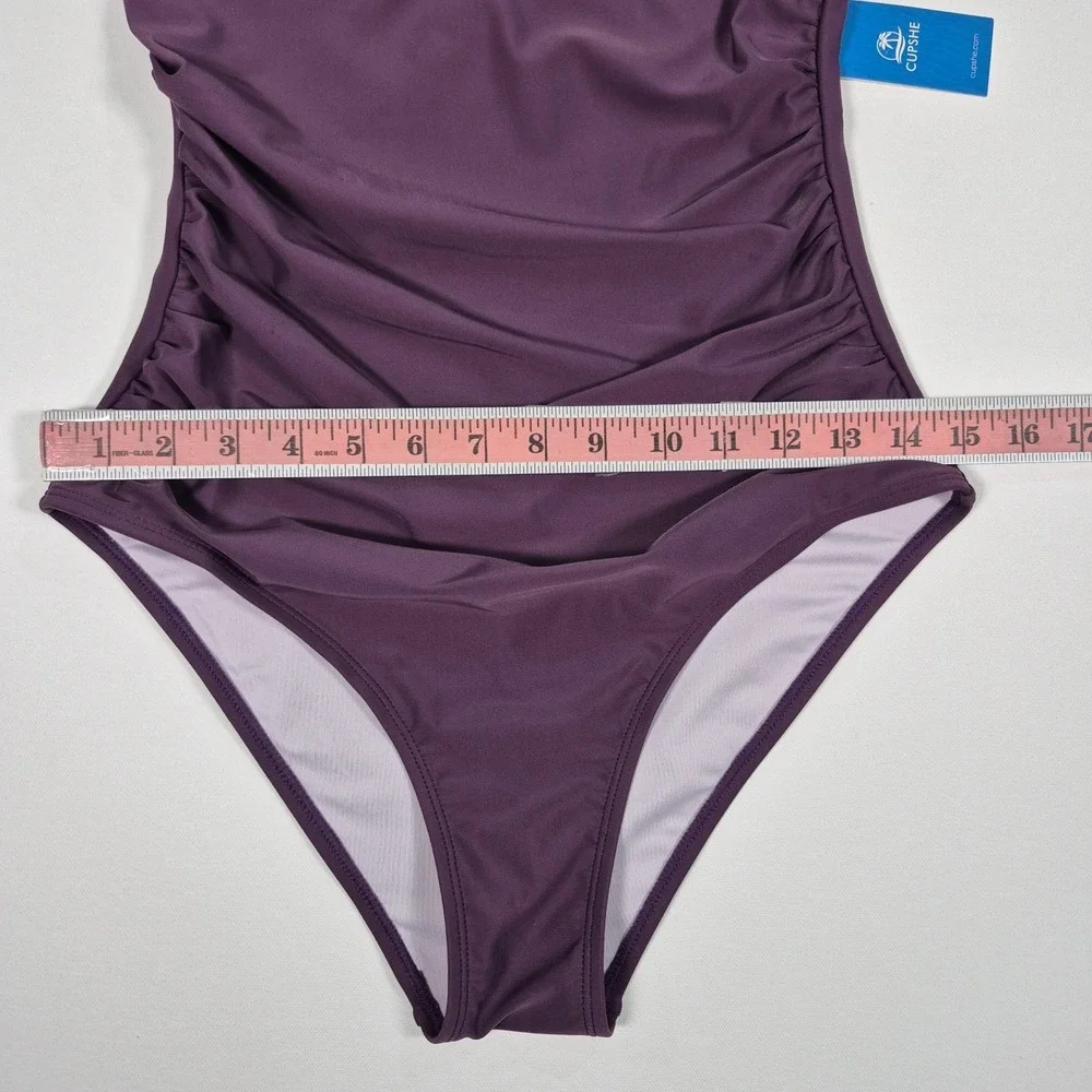 Cupshe Purple Ruched V-Neck One Piece Swimsuit Tummy Control‎ Medium NWT